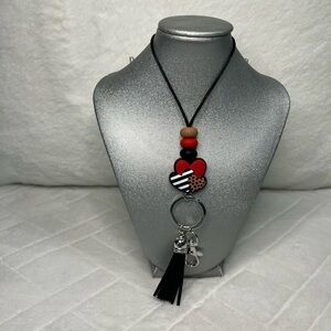 NWOT SILK ROPE BEADED LANYARD